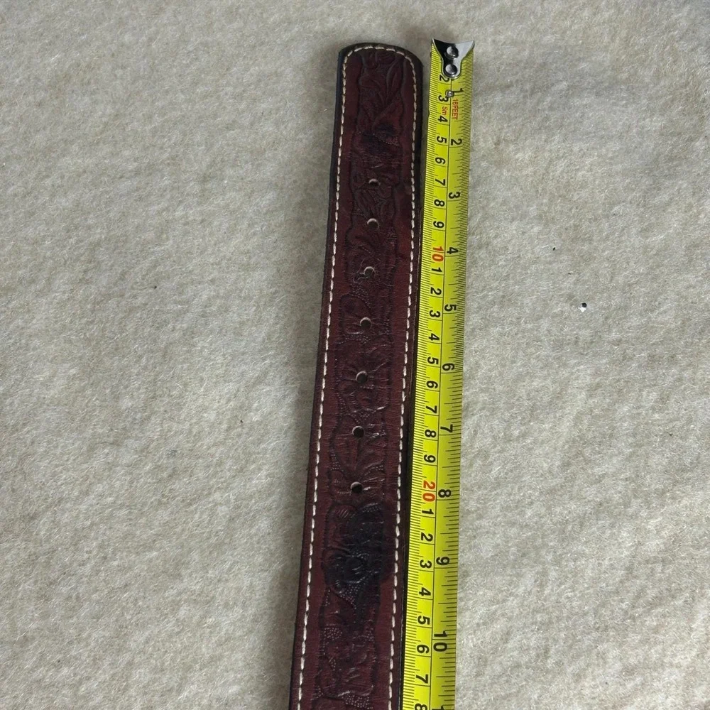 Vintage Lions International Floral Embossed Leather Belt M‎ Mens 34-36 Western